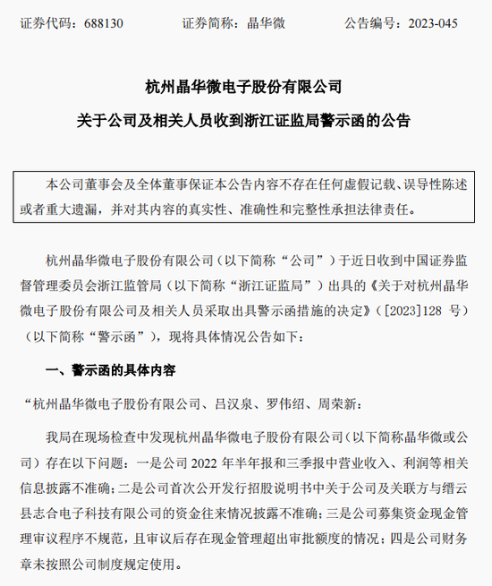 涉嫌信披違法違規(guī)！知名芯片股晶華微，被立案！