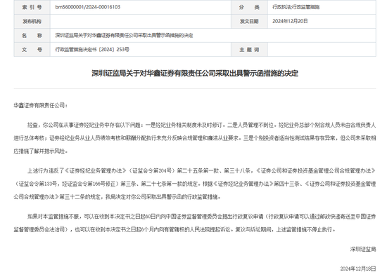中信證券，被采取監(jiān)管措施！招商證券、華鑫證券也被點名